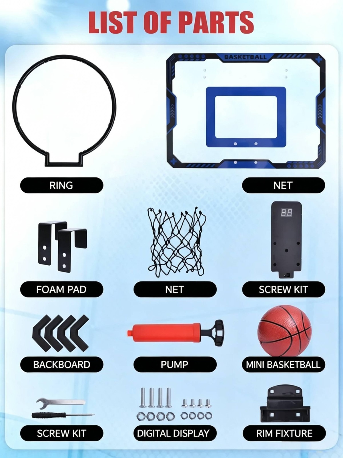 Kids Indoor Basketball Hoop Wa - Badminton Score ulasan dan harga
